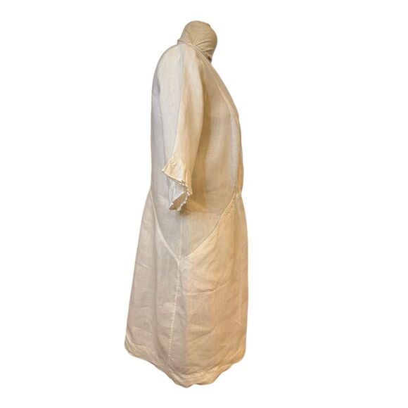 Boden White Linen Frill Cuff Dress Sz. 14 Lightweight Packable Classic - Picture 7 of 13